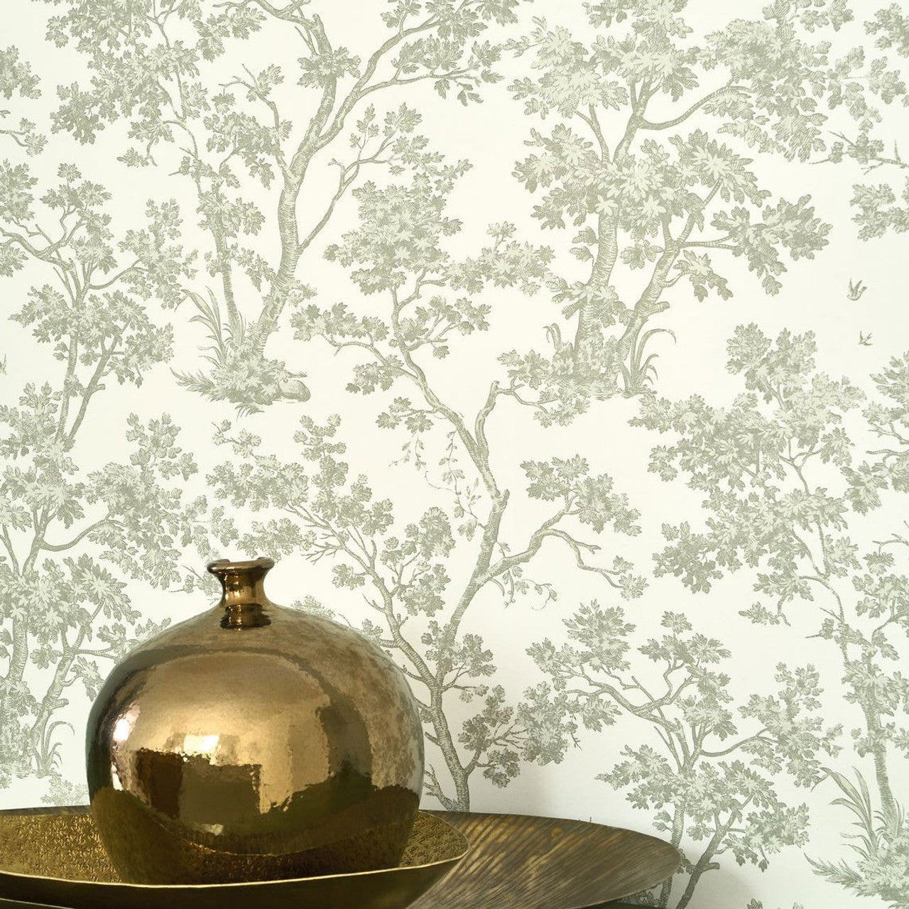 Arbre Les Belles Toiles De Jouy Wallpaper - Vert Amande - Casadeco - 81527227 - Premier Wallcovering