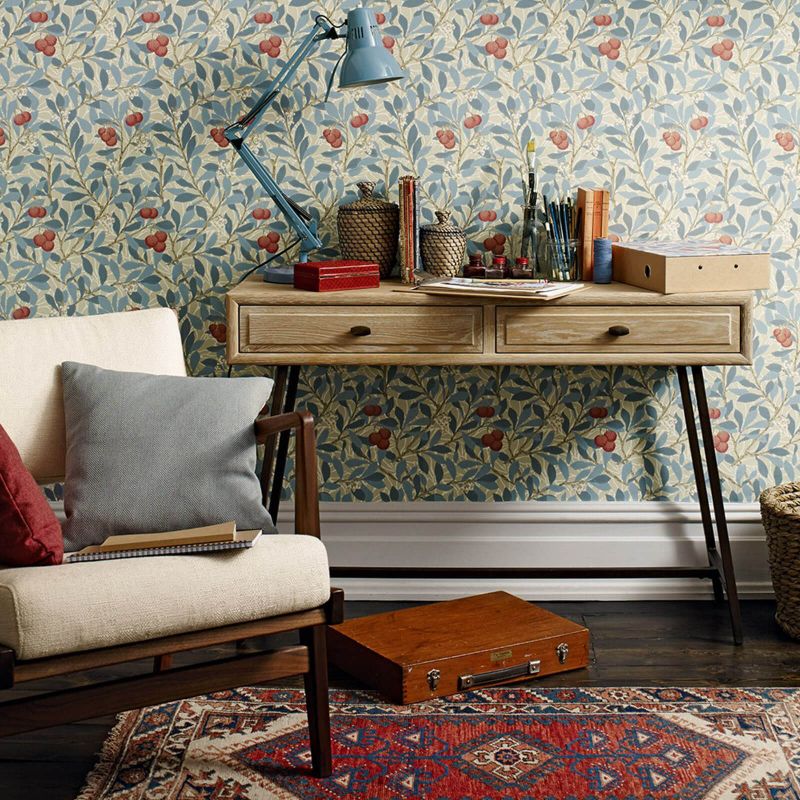 Arbutus Wallpaper - Woad/Russet - Morris & Co - 216809 - Premier Wallcovering