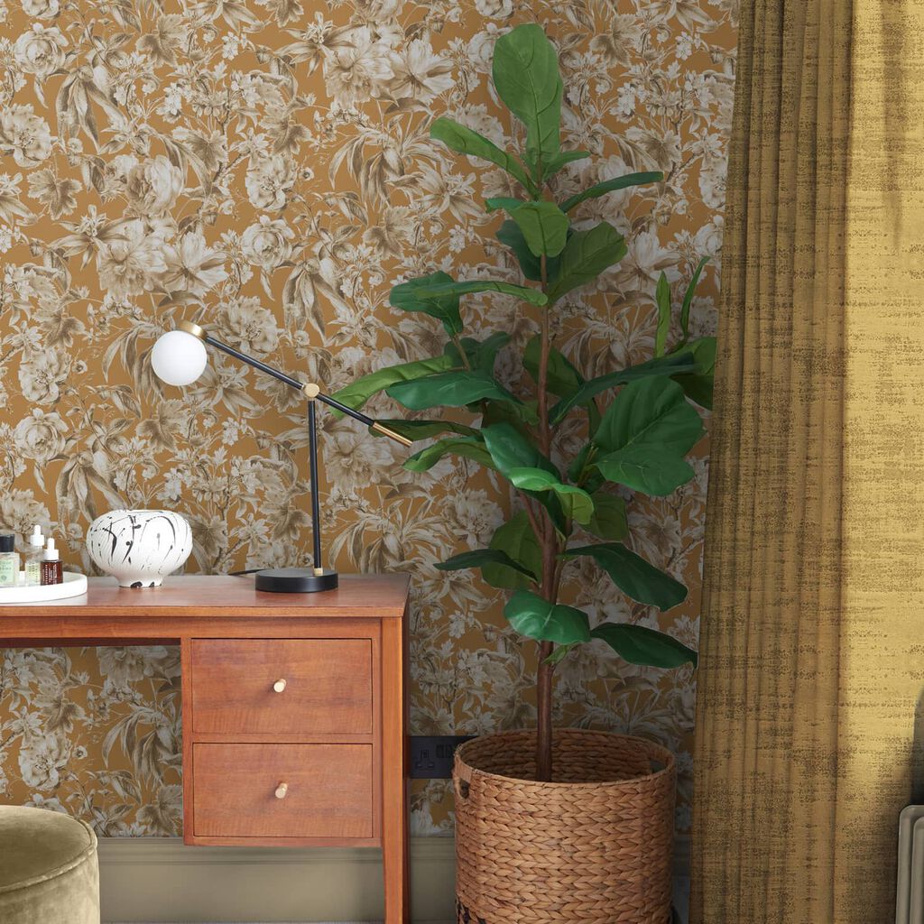 Arcane Garden Wallpaper - Ochre - Graham & Brown - 120709 - Premier Wallcovering