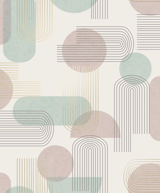 Arch Geo Wallpaper - Duck Egg/Pink - Holden Décor - 13090 - Premier Wallcovering