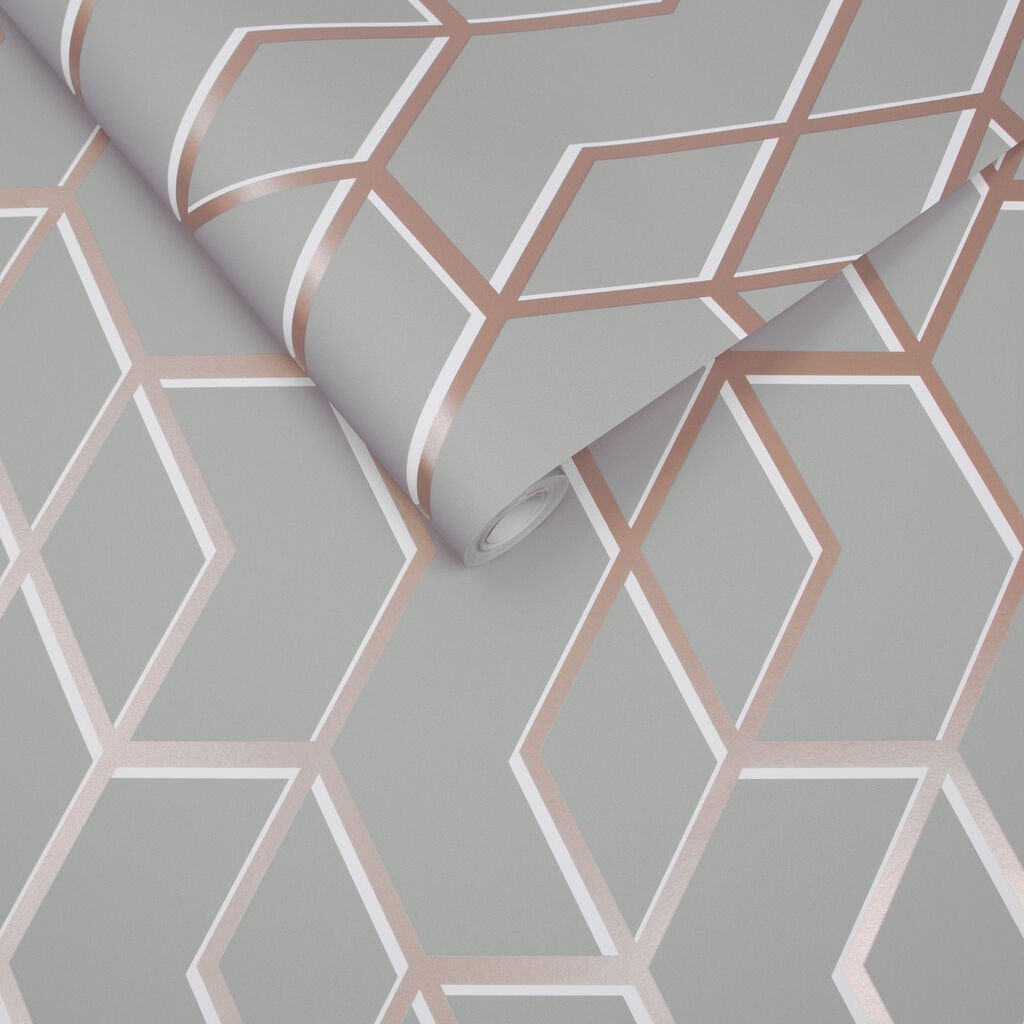Archetype Wallpaper - Grey Rose Gold - Graham & Brown - 104734 - Premier Wallcovering