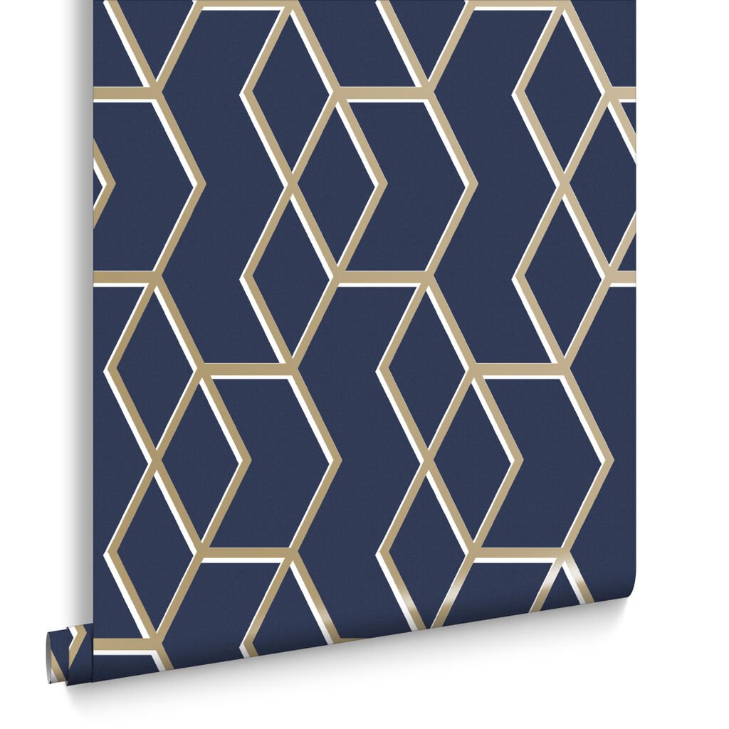 Archetype Wallpaper - Navy Gold - Graham & Brown - 104735 - Premier Wallcovering