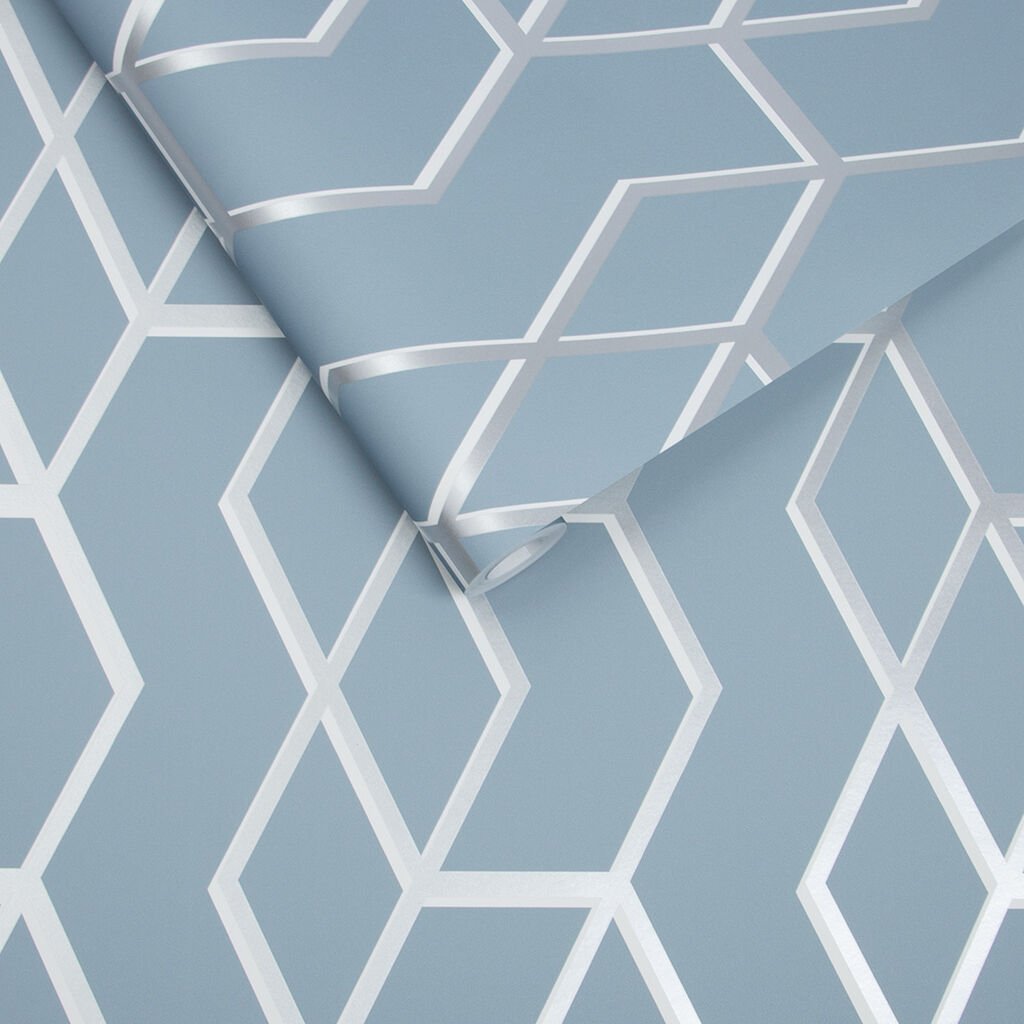 Archetype Wallpaper - Blue & Silver - Graham & Brown - 104733 - Premier Wallcovering