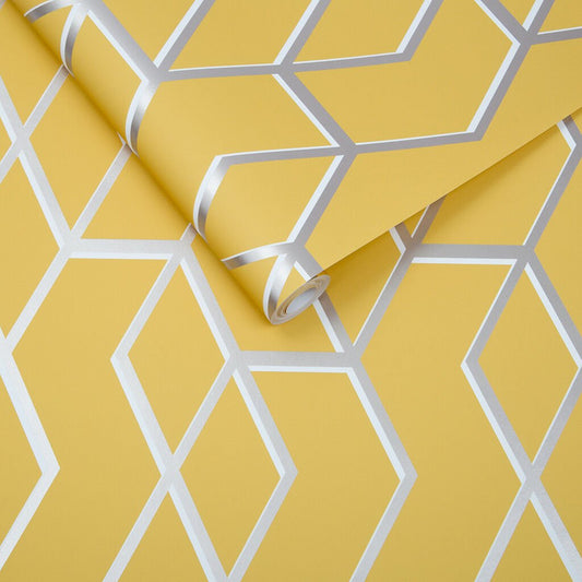 Archetype Wallpaper - Yellow Silver - Graham & Brown - 104731 - Premier Wallcovering