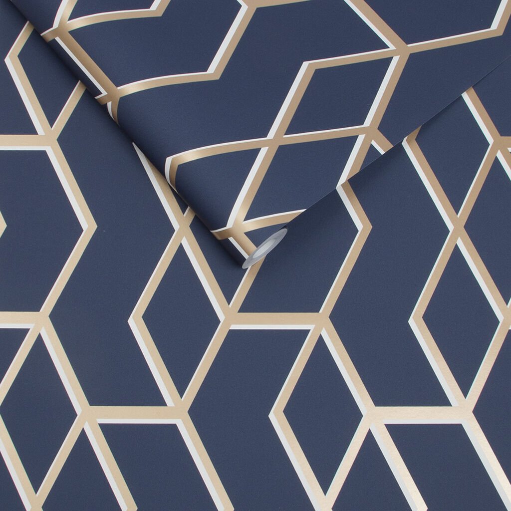 Archetype Wallpaper - Navy Gold - Graham & Brown - 104735 - Premier Wallcovering