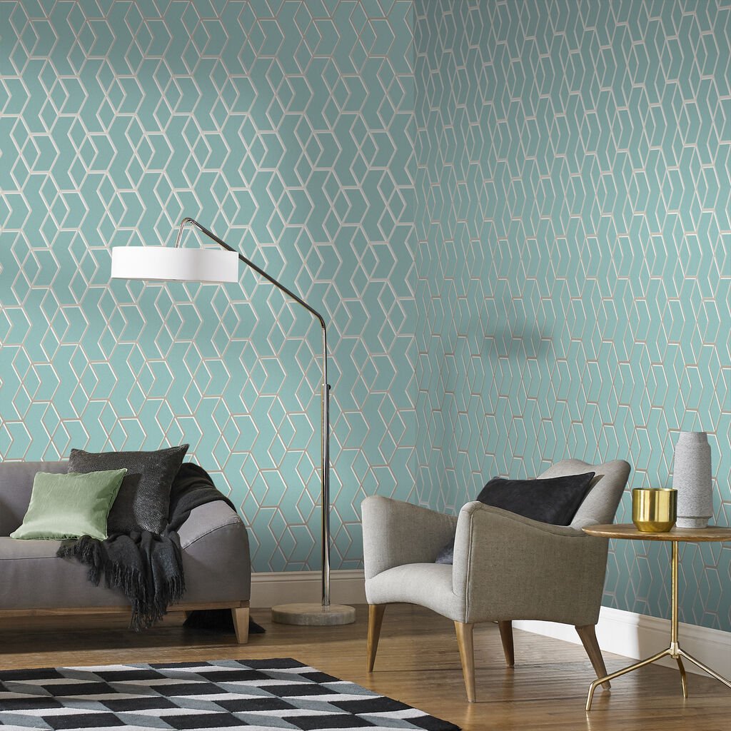 Archetype Wallpaper - Mint White Gold - Graham & Brown - 104732 - Premier Wallcovering