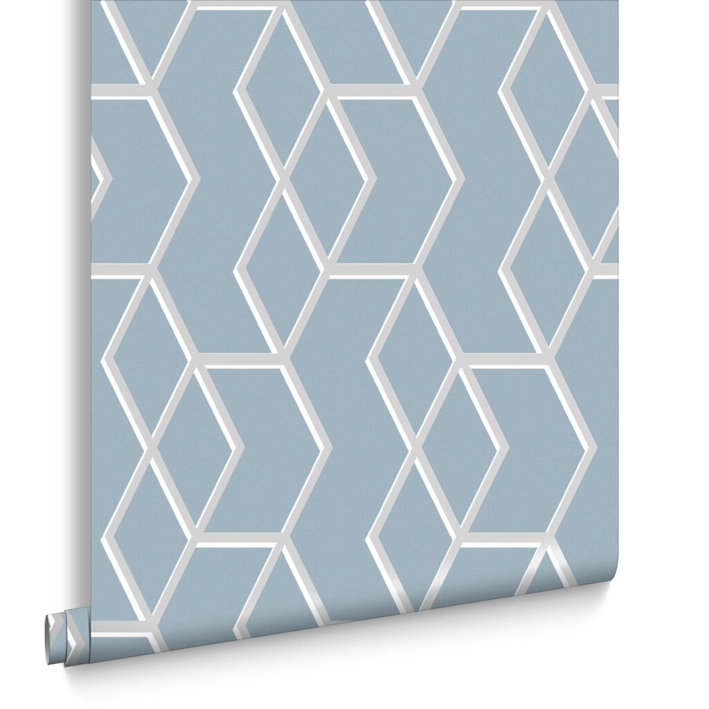 Archetype Wallpaper - Blue & Silver - Graham & Brown - 104733 - Premier Wallcovering