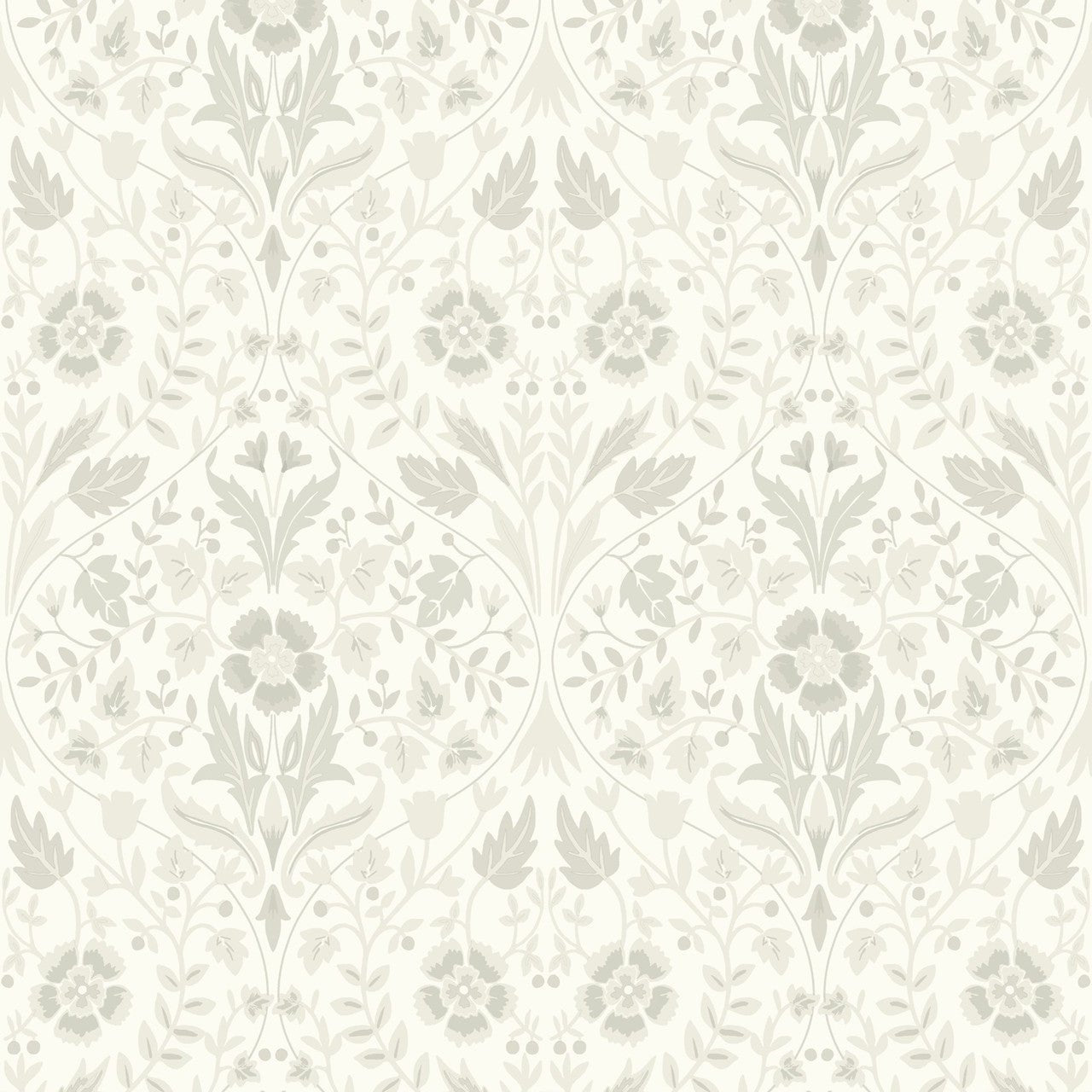 Archibald Arts and Crafts Wallpaper - Blanc Ceruse - Casadeco - 86330110 - Premier Wallcovering
