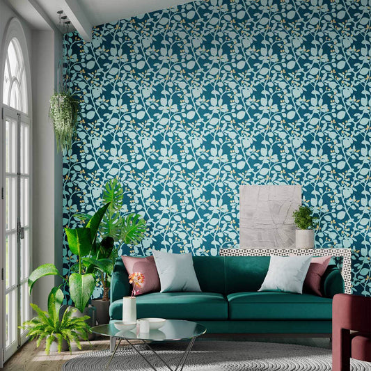 Ardisia Wallpaper - Amazonia/Teal/ Gold - HTEW112764 - Harlequin - Premier Wallcovering