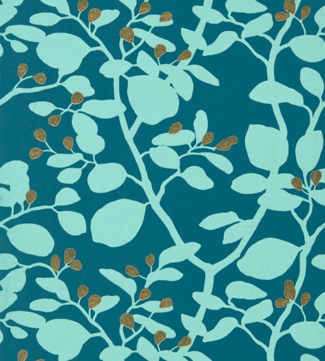 Ardisia Wallpaper - Amazonia/Teal/ Gold - HTEW112764 - Harlequin - Premier Wallcovering