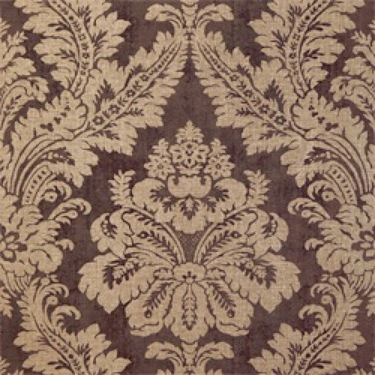 Argentina Damask Wallpaper - Metallic on Dark Brown - Thibaut - T6876 - Premier Wallcovering