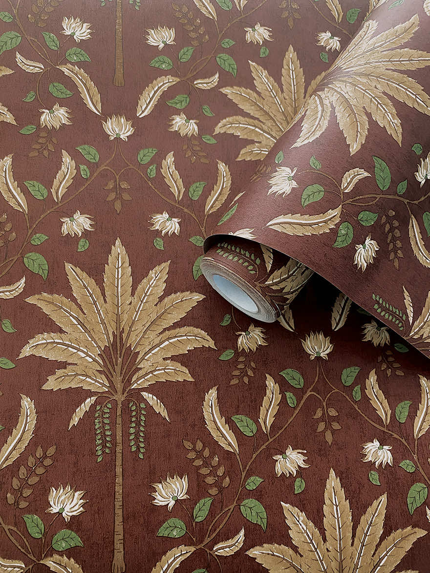 Ariara Wallpaper - Maroon - Holden Décor - 91792 - Premier Wallcovering