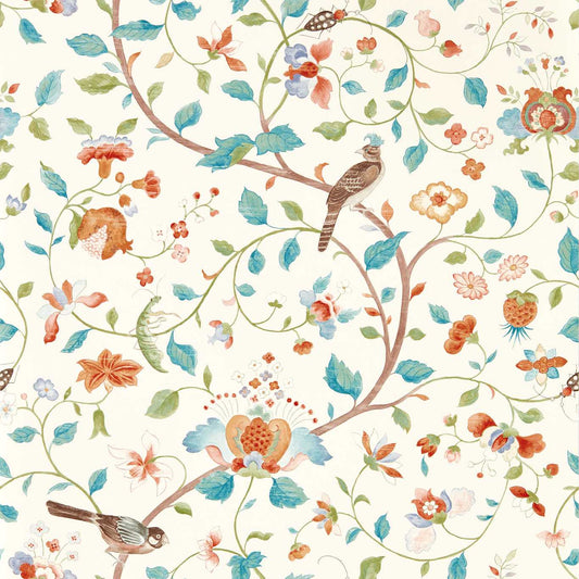 Aril's Garden Wallpaper - Teal/Russet - DABW217235 - Sanderson - Premier Wallcovering