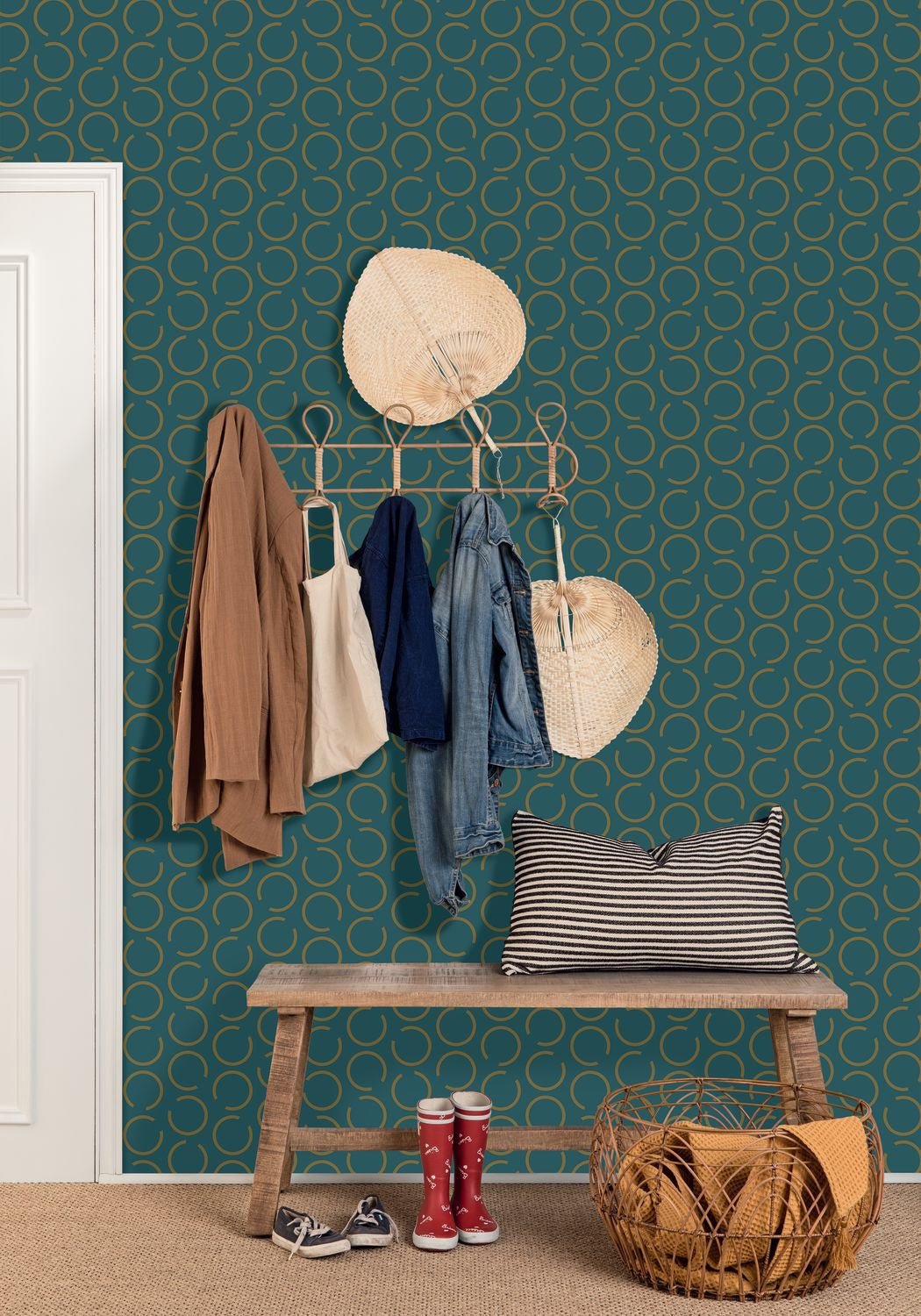 Around The Clock Wallpaper - Bleu Canard - Caselio - 102906025 - Premier Wallcovering