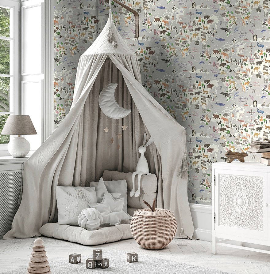 Around the world Wallpaper - Grey - Holden Décor - 13252 - Premier Wallcovering