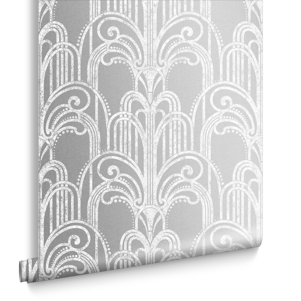 Art Deco Wallpaper - Silver - Graham & Brown - 104297 - Premier Wallcovering
