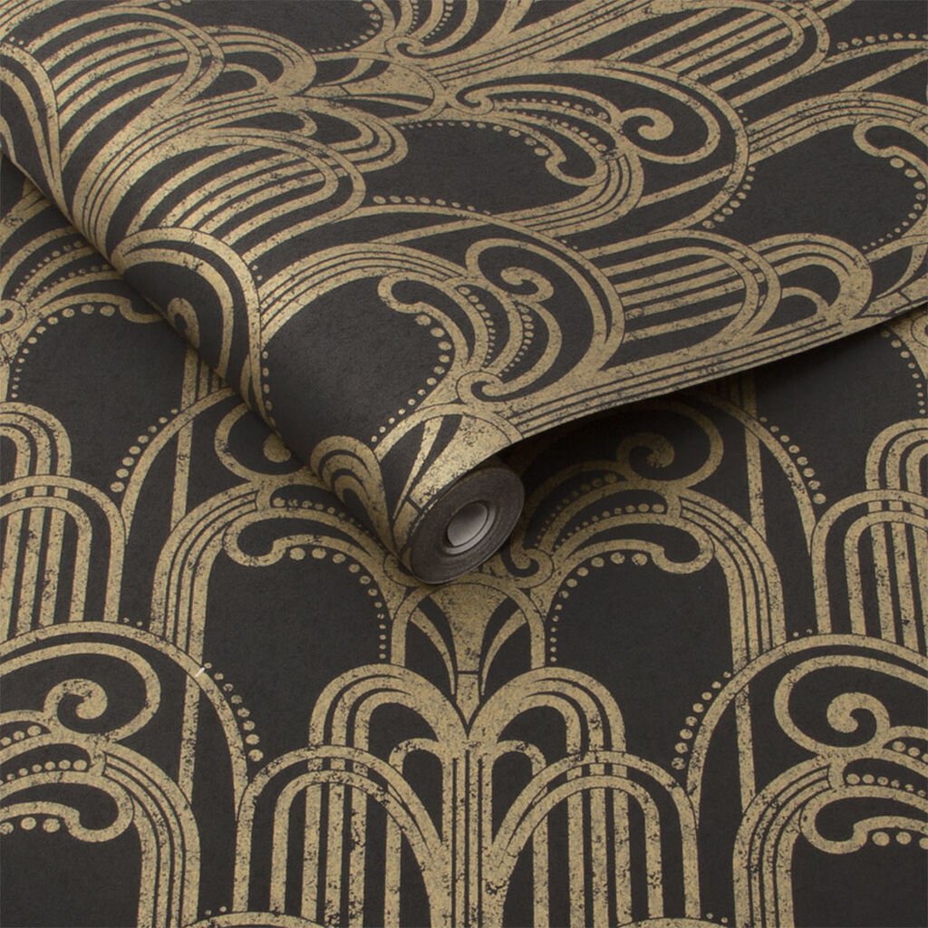 Art Deco Wallpaper - Black & Gold - Graham & Brown - 104299 - Premier Wallcovering