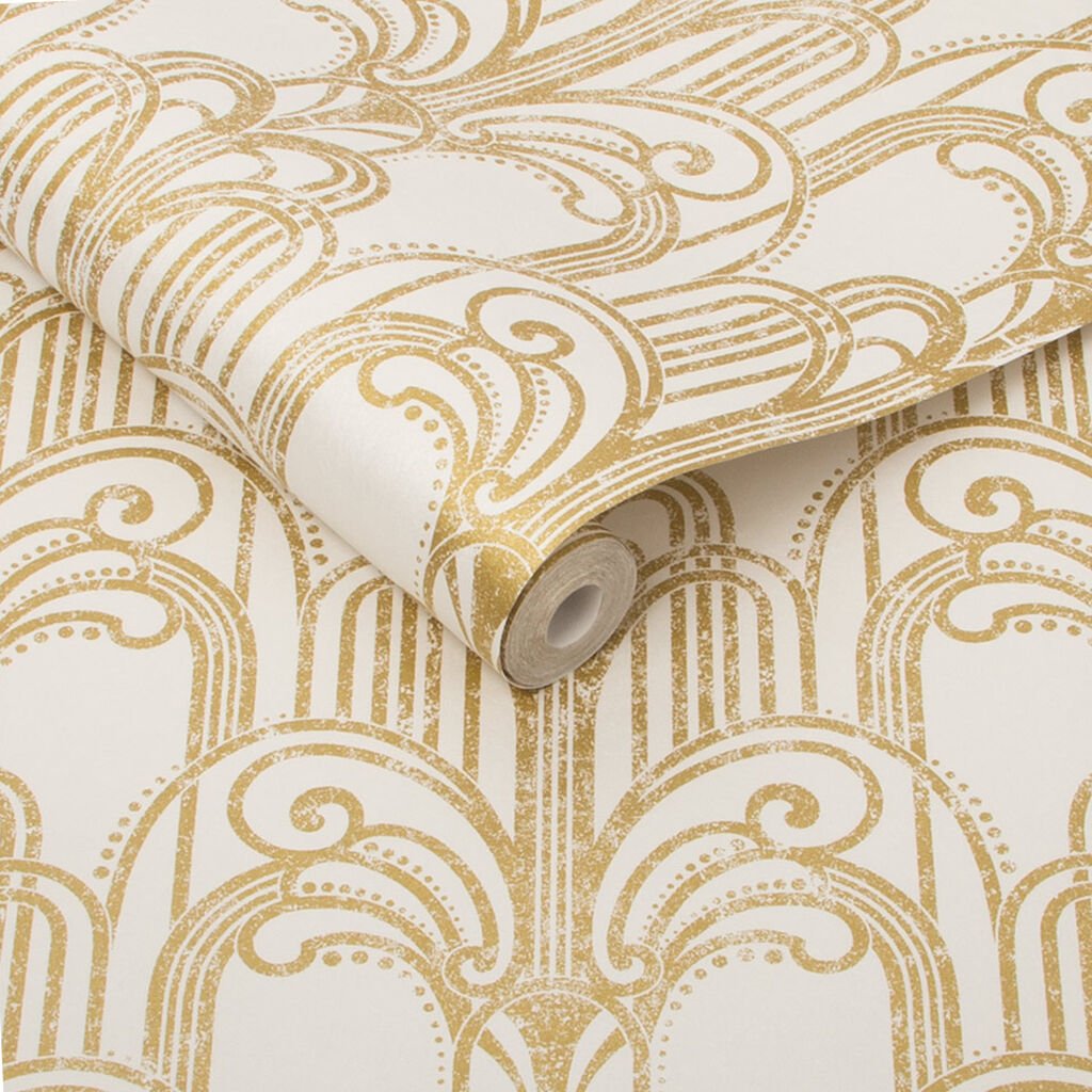 Art Deco Wallpaper - Gold & Pearl - Graham & Brown - 104296 - Premier Wallcovering