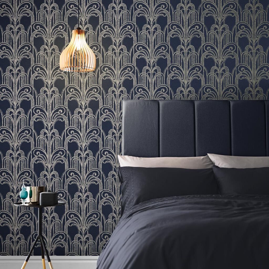 Art Deco Wallpaper - Midnight - Graham & Brown - 105920 - Premier Wallcovering