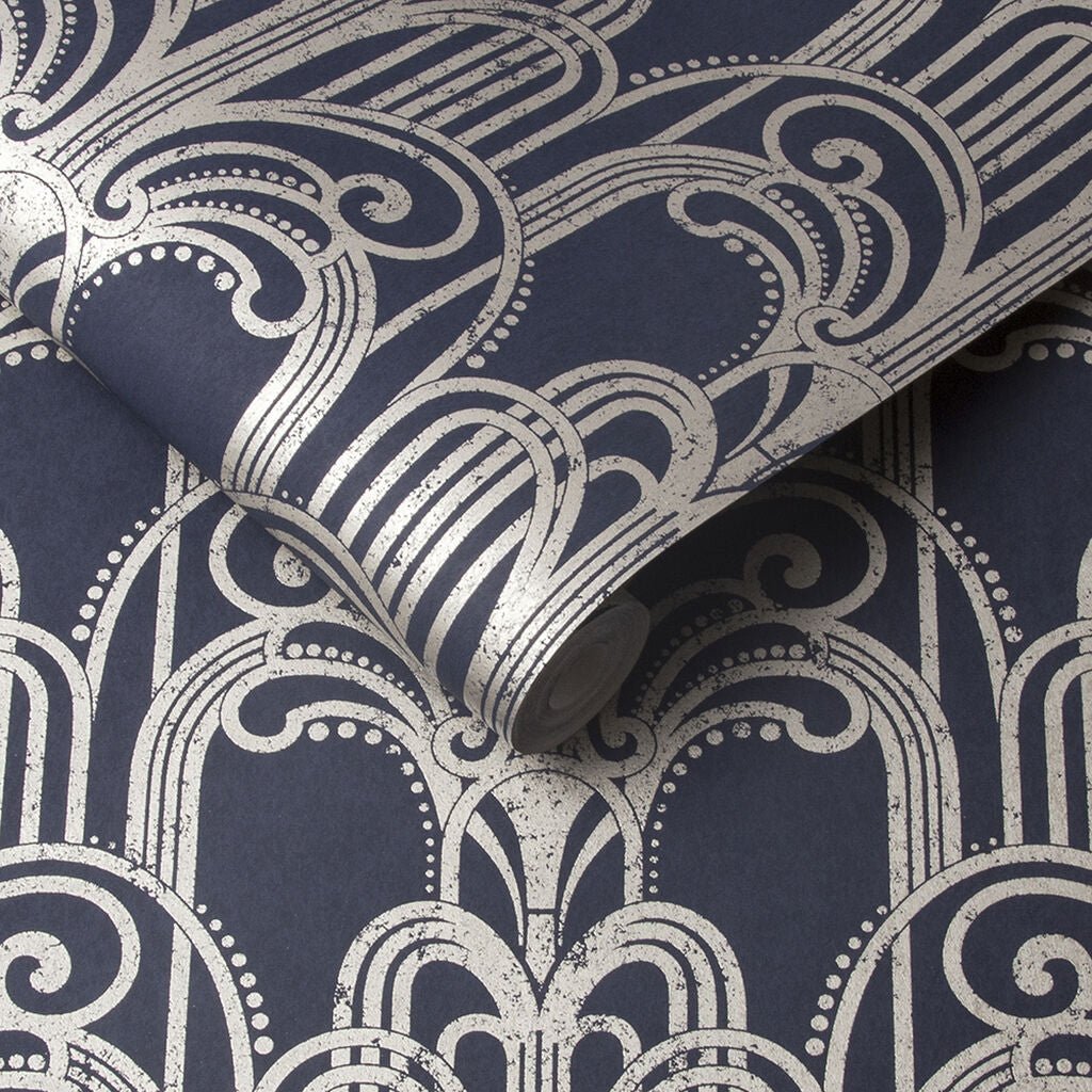 Art Deco Wallpaper - Midnight - Graham & Brown - 105920 - Premier Wallcovering