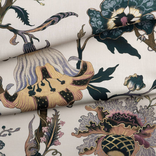 Artemis Cotton Fabric - Off-White - House of Hackney - 1-FA-ART-CL-WHT-XXX-XXX - Premier Wallcovering