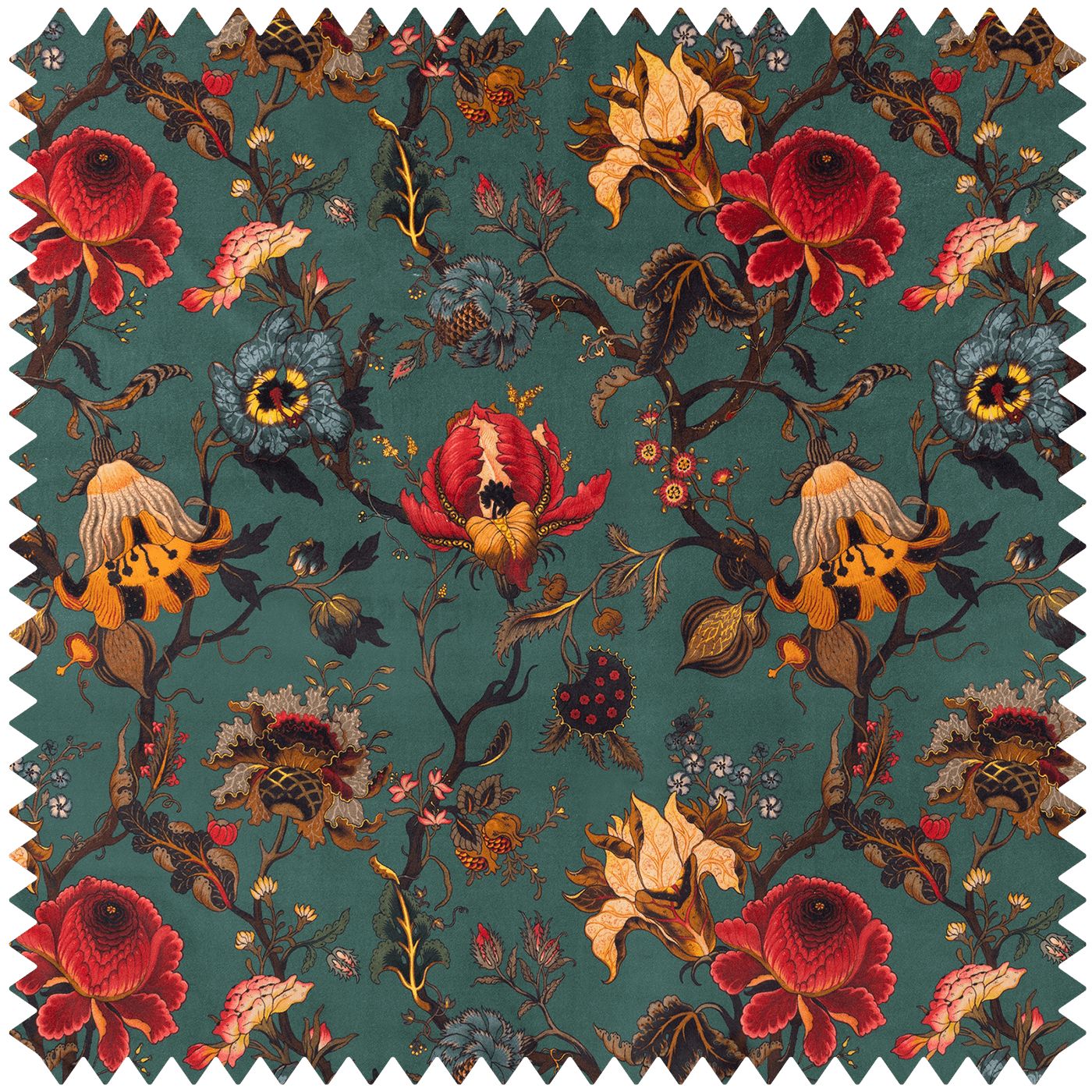 Artemis Organic Velvet Fabric - Petrol - House of Hackney - 1-FA-ART-OV-PET-XXX-XXX - Premier Wallcovering