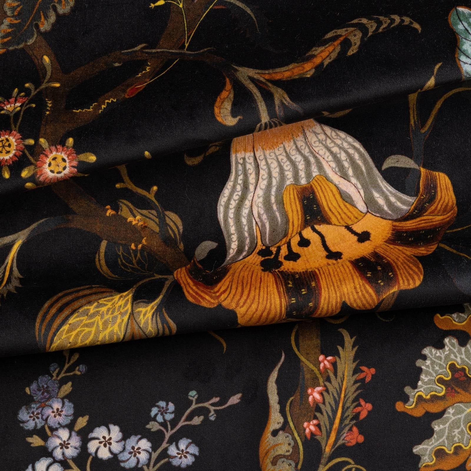 Artemis Velvet Fabric  -  Black - House of Hackney - 1-FA-ART-VE-BLK-XXX-XXX - Premier Wallcovering