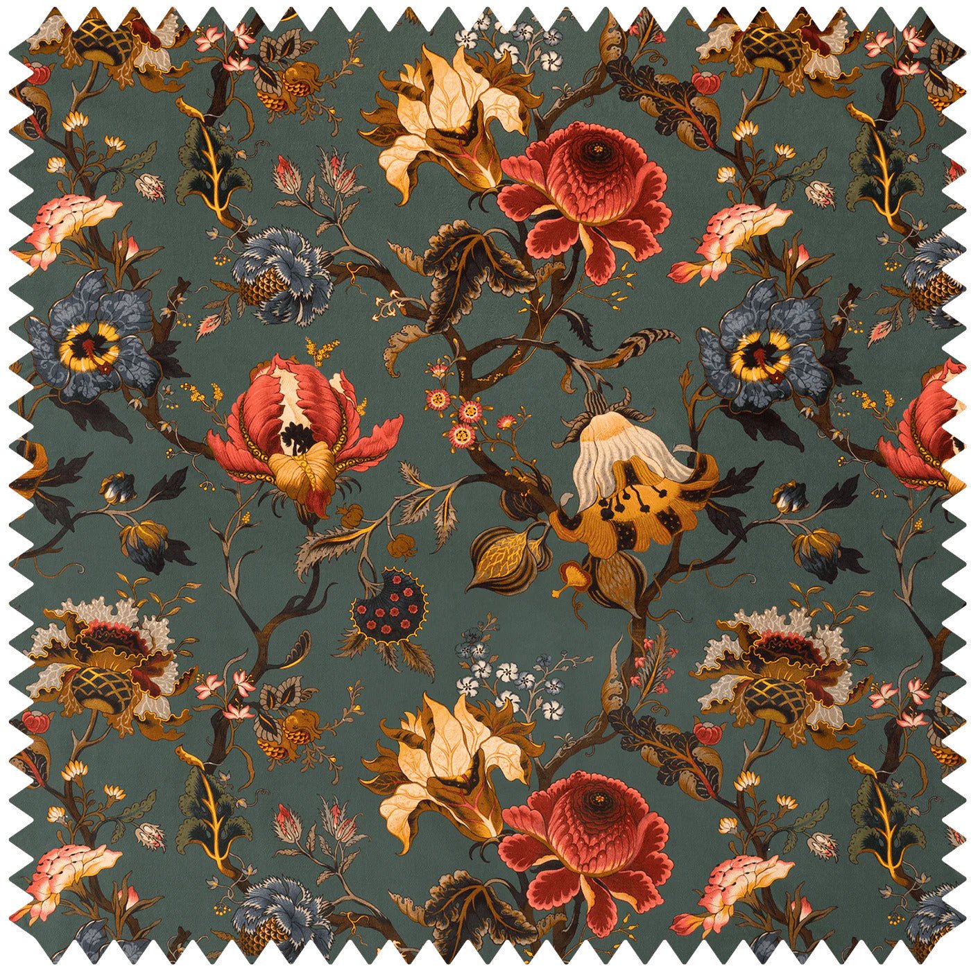 Artemis Velvet Fabric  -  Petrol - House of Hackney - 1-FA-ART-VE-PET-XXX-XXX - Premier Wallcovering