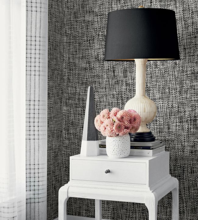 Arthur's Tweed Wallpaper - Black - Thibaut - T27030 - Premier Wallcovering