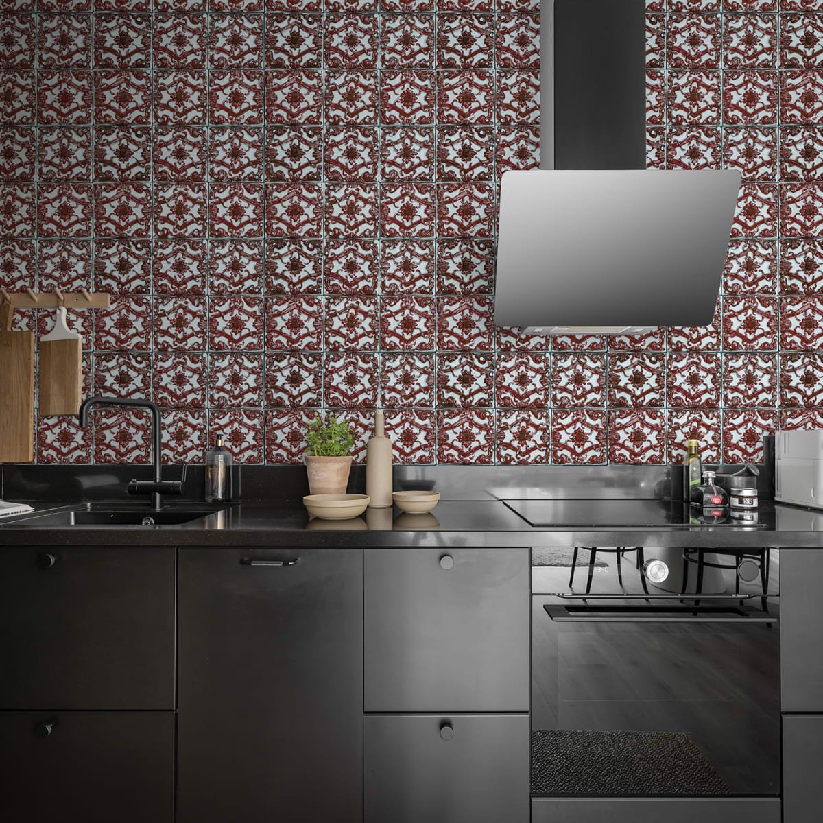 Artisan Tiles Wallpaper - Indian Red - Rebel Walls - R18550 - Premier Wallcovering