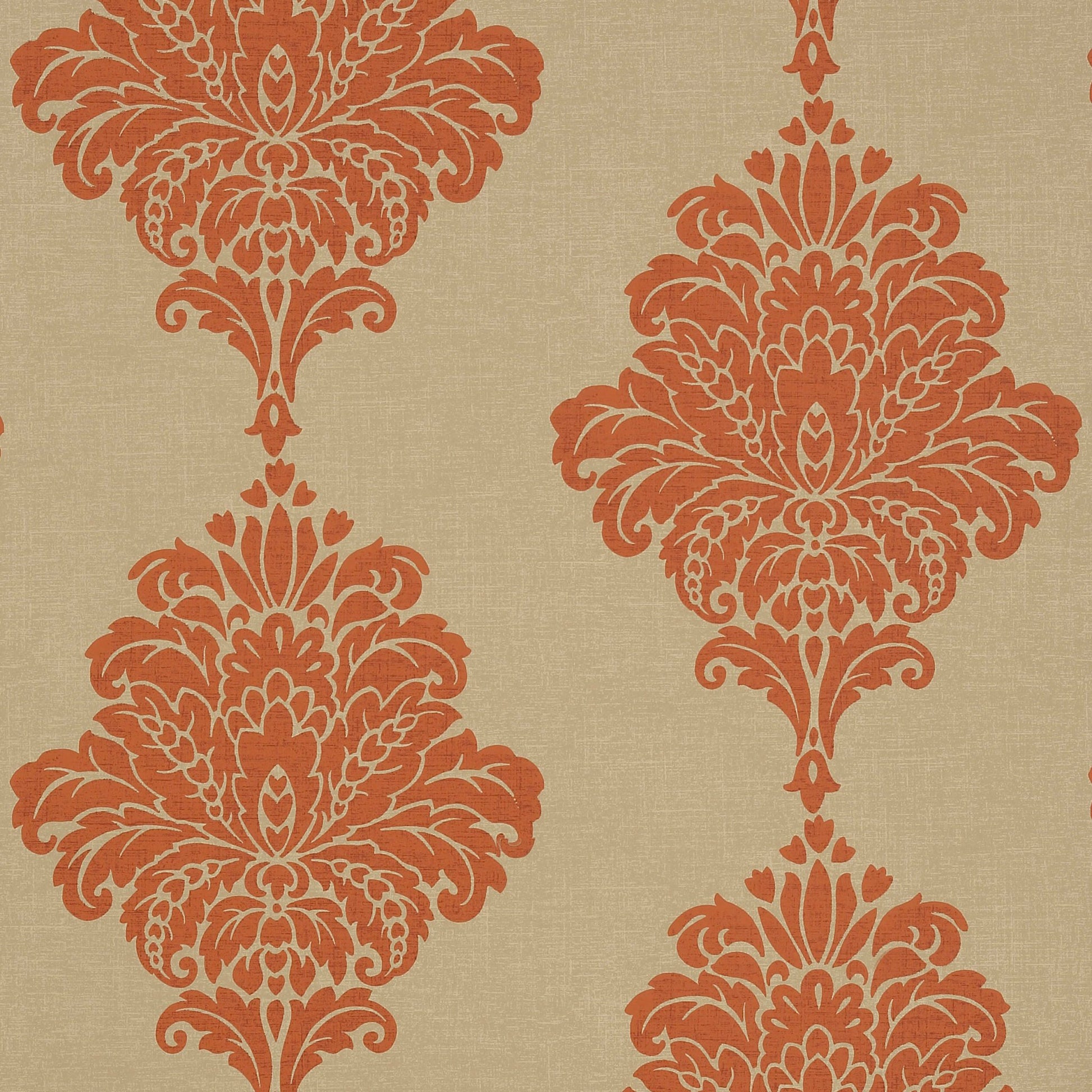 Arturo Damask Wallpaper - Orange - Thibaut - T13013 - Premier Wallcovering