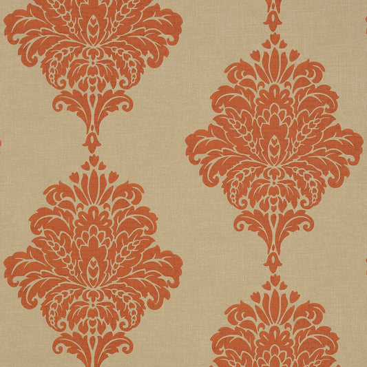 Arturo Damask Wallpaper - Orange - Thibaut - T13013 - Premier Wallcovering