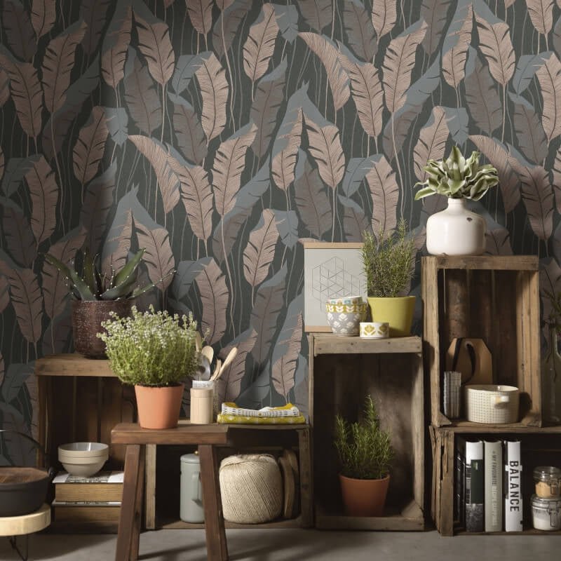 Arwen Delicate Feather Metallic Wallpaper - Brown - Erismann - 10344 - 47 - Premier Wallcovering