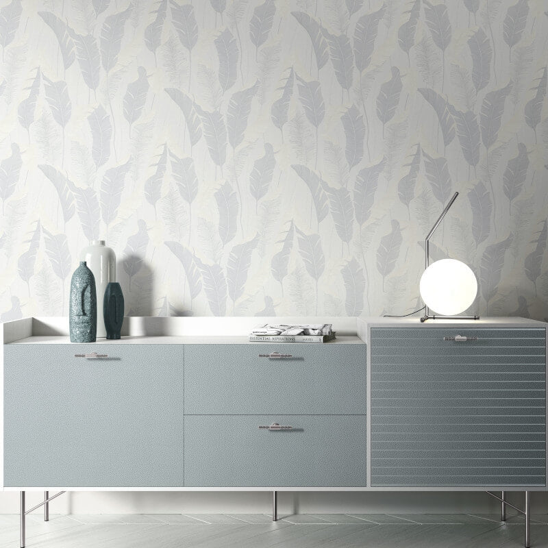 Arwen Delicate Feather Metallic Wallpaper - Grey - Erismann - 10344 - 31 - Premier Wallcovering