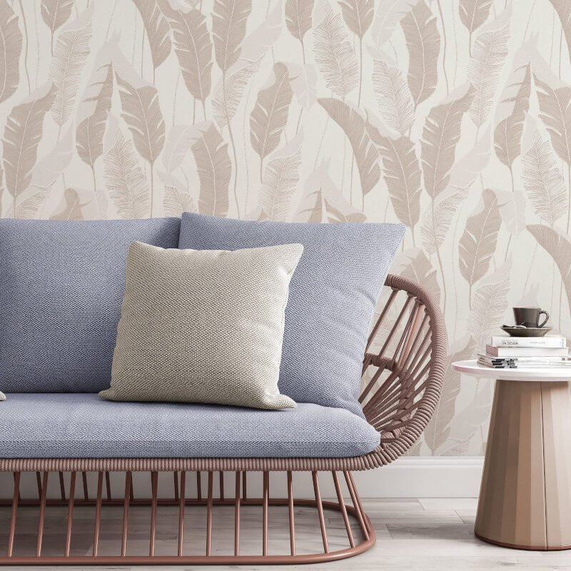 Arwen Delicate Feather Metallic Wallpaper - Beige - Erismann - 10344 - 02 - Premier Wallcovering