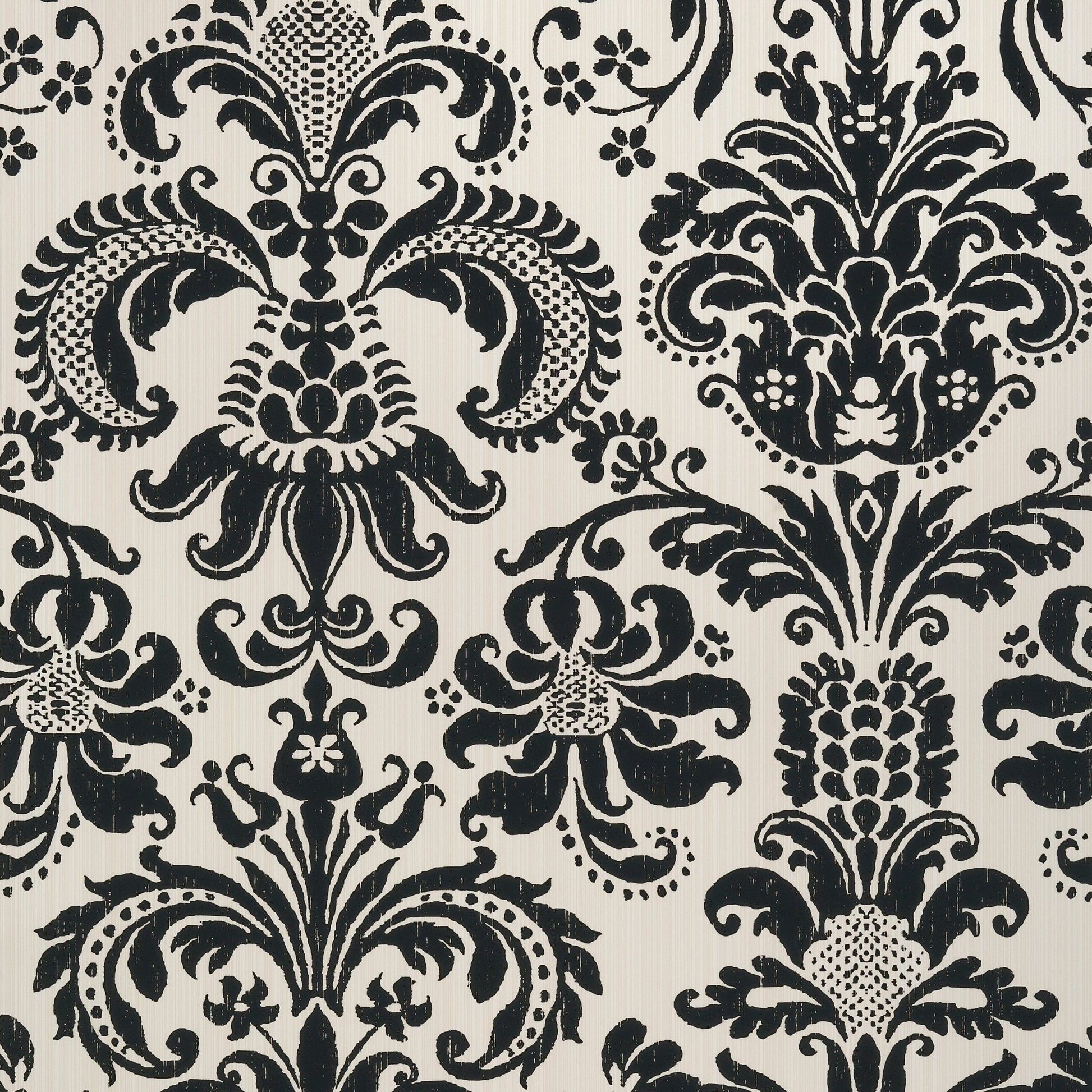 Ashley Wallpaper - Black on Cream - Thibaut - T89167 - Premier Wallcovering