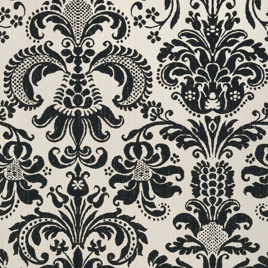 Ashley Wallpaper - Black on Cream - Thibaut - T89167 - Premier Wallcovering