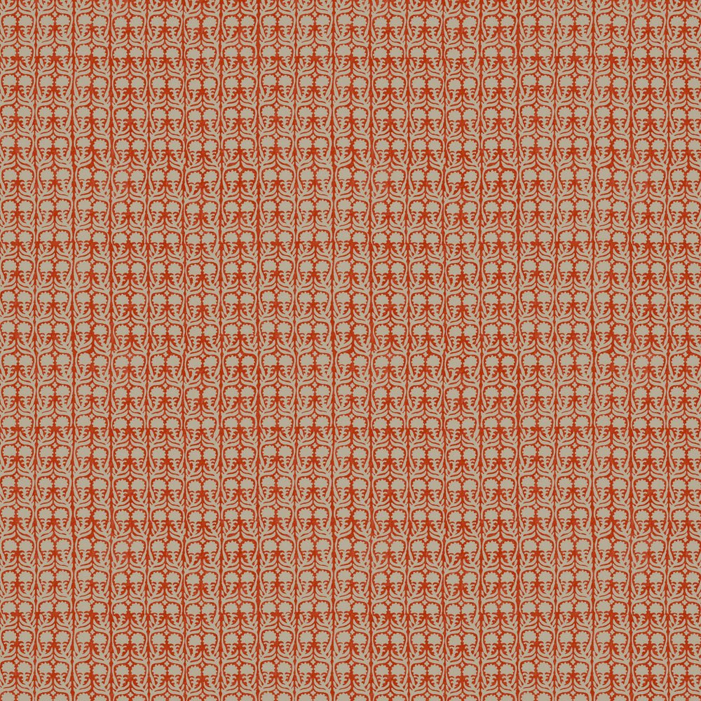 Ashok Wallpaper - Orange on Natural - Penny Morrison - ASHOK-ORANGE - Premier Wallcovering