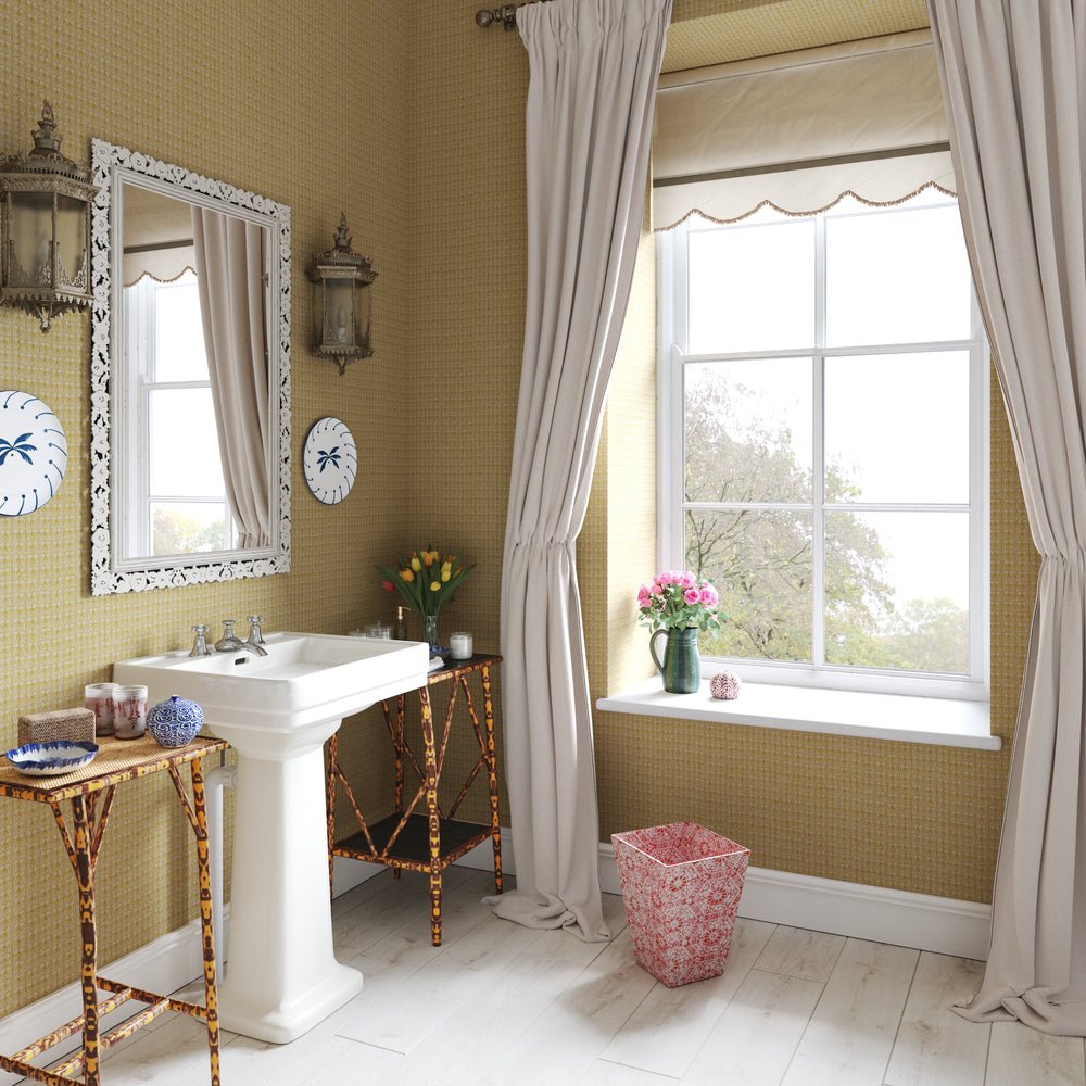 Ashok Wallpaper - Yellow on Natural - Penny Morrison - ASHOK-YN - Premier Wallcovering