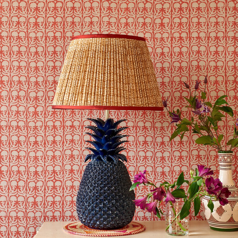 Ashok Wallpaper - Orange on Natural - Penny Morrison - ASHOK-ORANGE - Premier Wallcovering