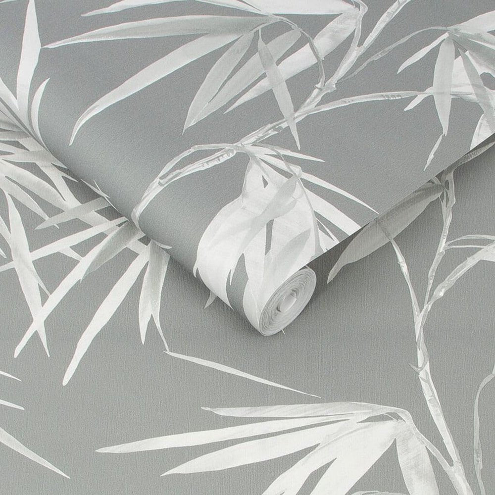 Asia Bamboo Leaf Wallpaper - Dark Grey - Superfresco Easy - 106747 - Premier Wallcovering