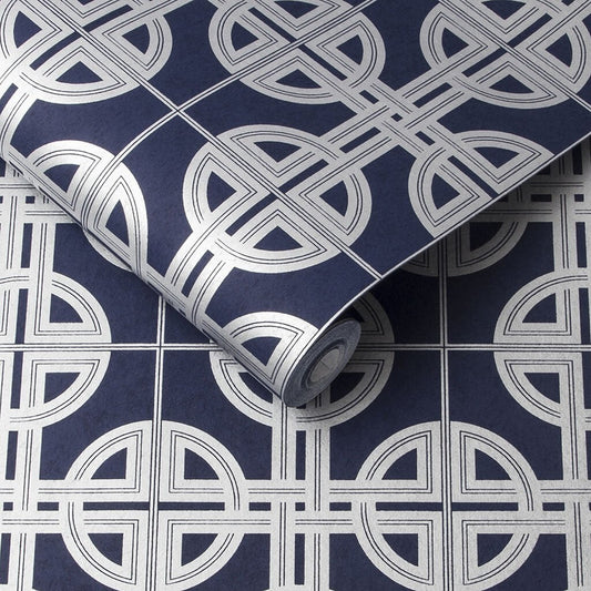 Asian Lattice Wallpaper - Sky - Graham & Brown - 105779 - Premier Wallcovering