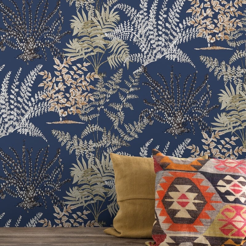 Asperia Lima Leaf Wallpaper - Blue Multi - Grandeco - A57103 - Premier Wallcovering