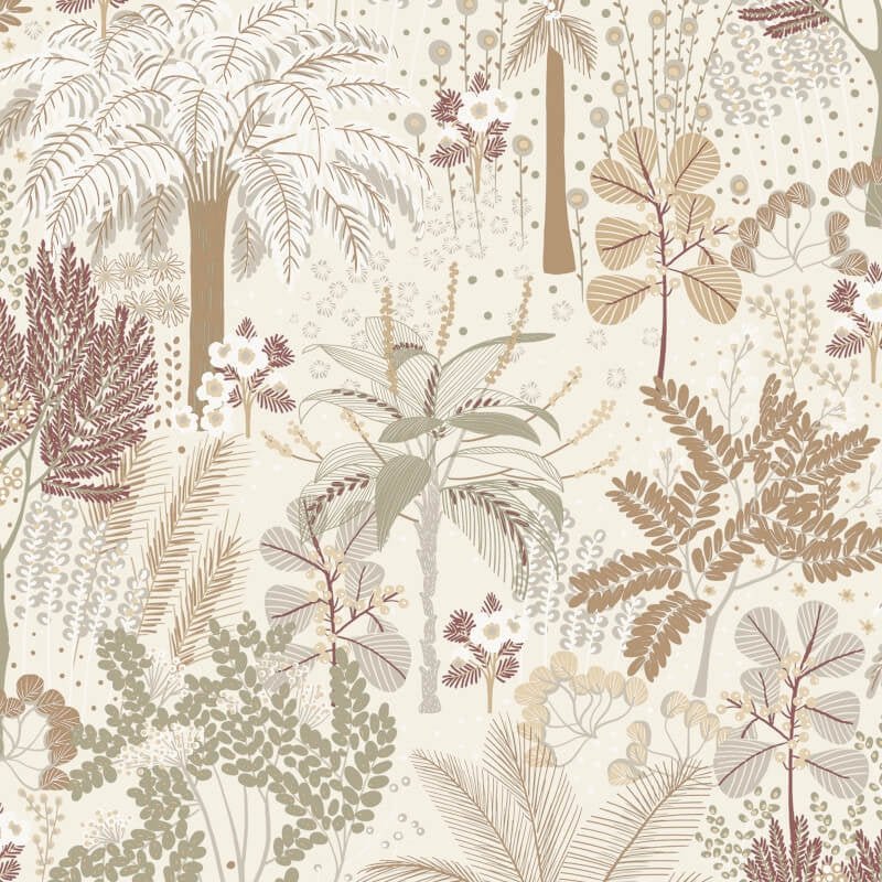 Asperia Louan Tropical Wallpaper - Natural Multi - Grandeco - A54803 - Premier Wallcovering