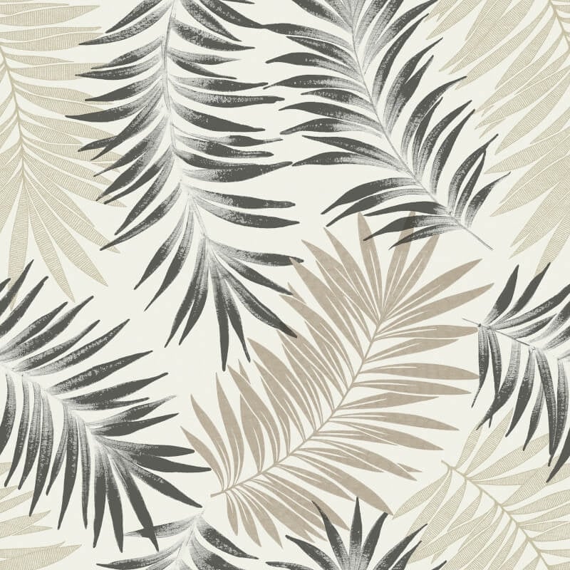 Asperia Orleans Leaf Wallpaper - Beige/Black - Grandeco - A56201 - Premier Wallcovering
