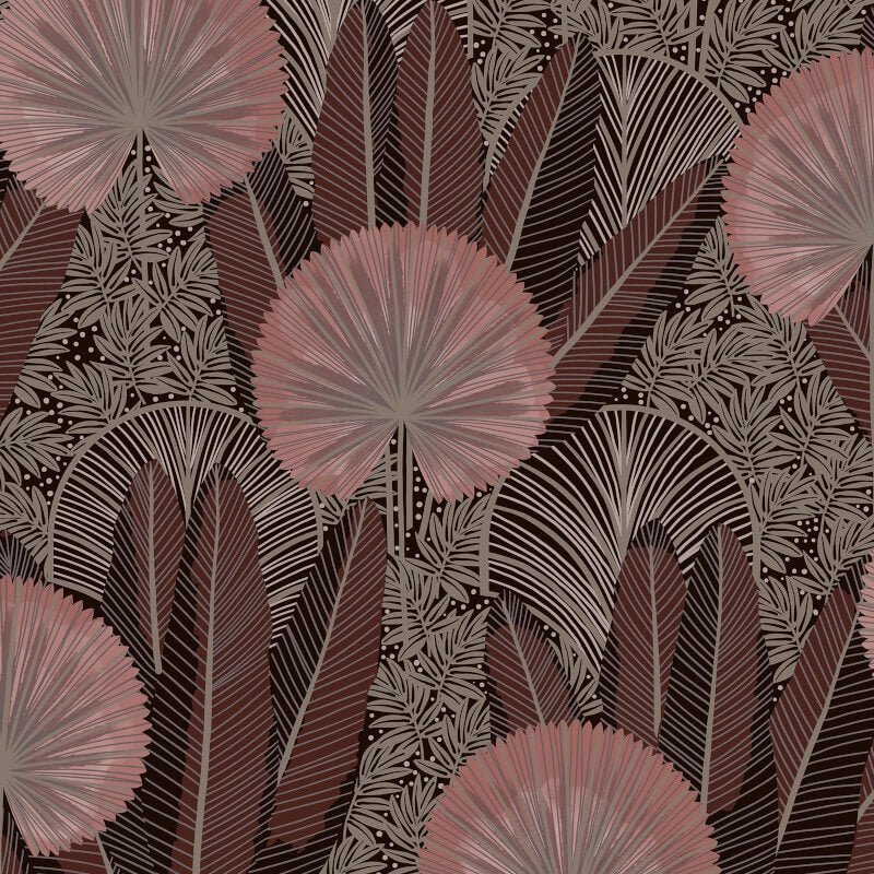 Asperia Tropical Leaf Wallpaper - Red/Pink - Grandeco - A54702 - Premier Wallcovering