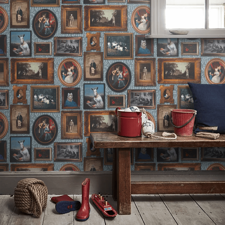 At the Art Gallery Wallpaper - Teal - The Graduate Collection - CC1ARTGALTEA - Premier Wallcovering