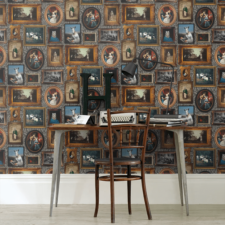 At the Art Gallery Wallpaper - Charcoal - The Graduate Collection - CC1ARTGALCHAR - Premier Wallcovering