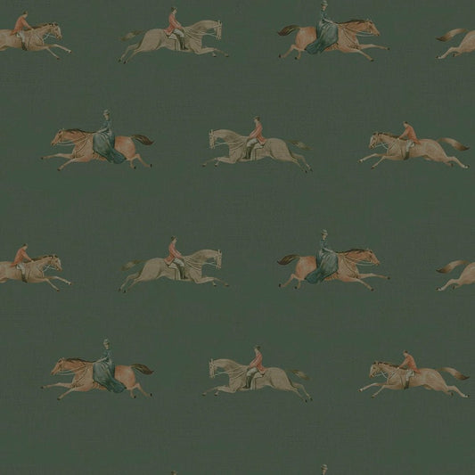 At The Races Wallpaper - Pine Green - LAN100247 - Lucie Annabel - Premier Wallcovering