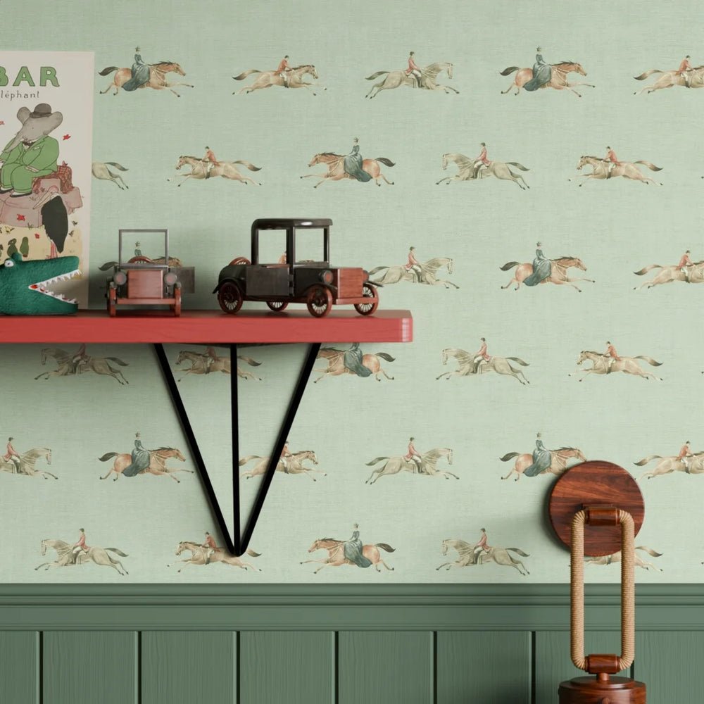 At The Races Wallpaper - Laurel Green - LAN100248 - Lucie Annabel - Premier Wallcovering